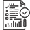 Small paper Icon with magnifying glass check's and x's, and little square check boxes.