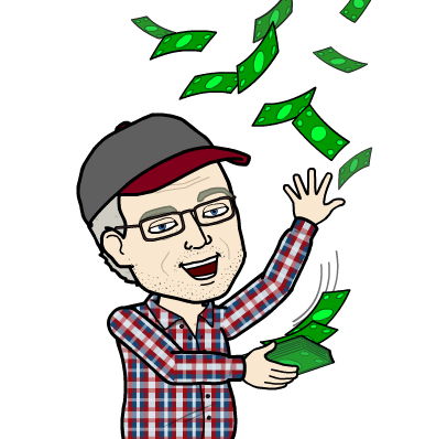 Patrick McCloskey Partner and Co-Founder throwing money up in the air in a baseball cap, pictured as fictional cartoon character.
